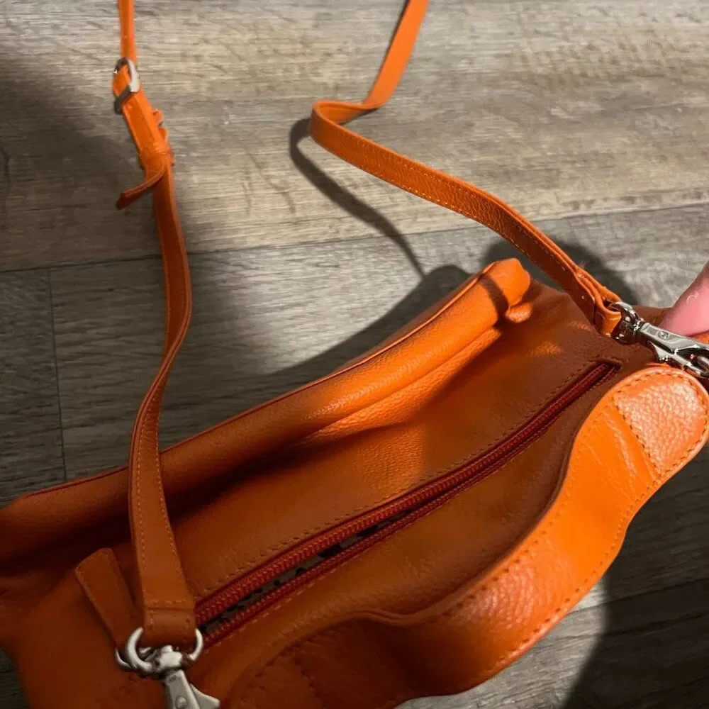 ili genuine leather‎ orange shoulder bag